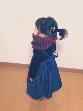 「黒ニット」｜fuyunekoさん（キッズ・80cm）の冬コーディネート