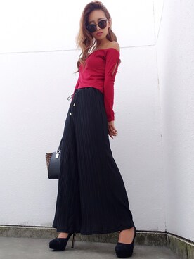 「RESEXXY」｜「アイテム（ジャージ）」を使った、みすさち【見須幸代】さん（レディース・160cm）の秋コーディネート