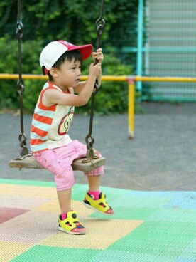 「WASK（ワスク）のアイテム（帽子）」を使った、ibukiさん（キッズ・100cm）の夏コーディネート