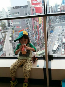 「FLYING TIGERS（フライングタイガー）のアイテム（キャップ）」を使った、ibukiさん（キッズ・100cm）の夏コーディネート