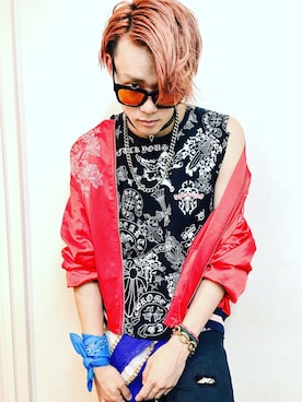 「H&M（エイチ・アンド・エム）のアイテム（スタジャン）」を使った、YUKI（MADKID）さん（メンズ・175cm）の夏コーディネート