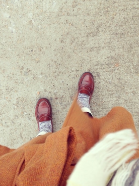 「アイテム（ダッフルコート、オレンジ系）」を使った、kizunaさん（レディース・165cm）の冬コーディネート