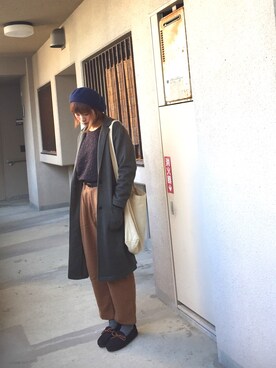 「スエット」｜「アイテム（ハンチング/ベレー帽）」を使った、tubomiさん（レディース・156cm）の秋コーディネート