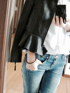 「ラルフローレンシャツ」｜「アイテム（ジャケット/アウター）」を使った、yuさん（レディース・159cm）の春コーディネート