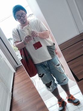 「ブルーニット」｜「アイテム（ニットキャップ/ビーニー）」を使った、かべちゃんさん（メンズ・171cm）の春コーディネート