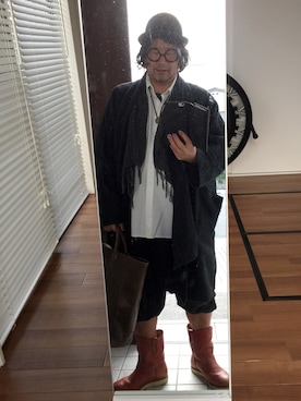 「チャイハネ（チャイハネ）のアイテム（チェスターコート）」を使った、かべちゃんさん（メンズ・171cm）の冬コーディネート