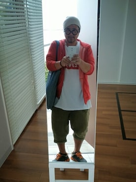 「カーキパンツ」｜かべちゃんさん（メンズ・171cm・40代）の夏コーディネート