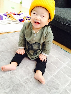 「ボーダーTシャツ」｜ausukeさん（キッズ・70cm）の春コーディネート