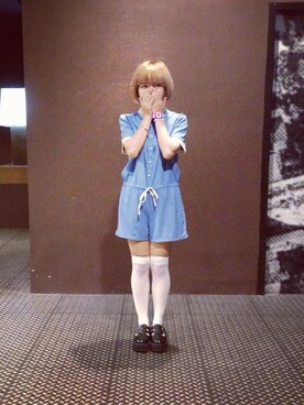 「blue」｜「アイテム（つなぎ/オールインワン）」を使った、莉莉/りリィ/ Taiwanさん（レディース・150cm）の夏コーディネート