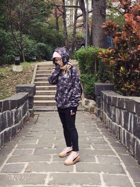 「Bape」｜「アイテム（ニットキャップ/ビーニー）」を使った、莉莉/りリィ/ Taiwanさん（レディース・150cm）の冬コーディネート