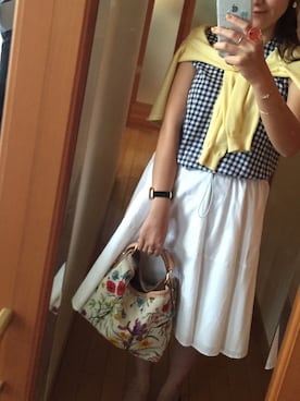 「GUCCI（グッチ）のアイテム（Handbag、ホワイト系）」を使った、食べちゃうぞおさん（レディース）の夏コーディネート
