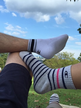 「しまむら（シマムラ）のアイテム（Socks、ホワイト系）」を使った、食べちゃうぞおさん（レディース）の秋コーディネート