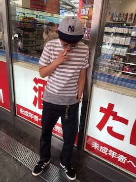 「RonHerman VINTAGE（ロンハーマンヴィンテージ）のアイテム（Chinos、ブルー系）」を使った、食べちゃうぞおさん（レディース）の秋コーディネート