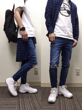「NEW ERA（ニューエラ）のアイテム（Tシャツ/カットソー）」を使った、Kさん（メンズ・175cm）の秋コーディネート