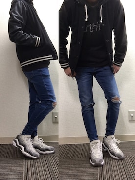 「430（フォーサーティ）のアイテム（パーカー）」を使った、Kさん（メンズ・175cm）の秋コーディネート