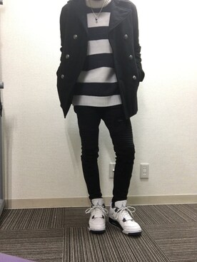 「RAGEBLUE（レイジブルー）のアイテム（ピーコート）」を使った、Kさん（メンズ・175cm）の冬コーディネート
