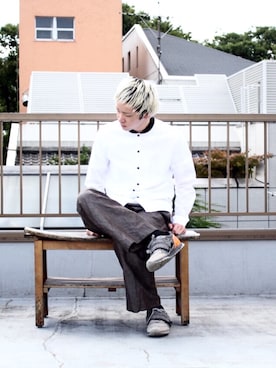 「Onitsuka Tiger × ANDREA POMPILIO（オニツカタイガーアンドレアポンピリオ）のアイテム」を使った、SHOGO さん（メンズ・174cm）の秋コーディネート