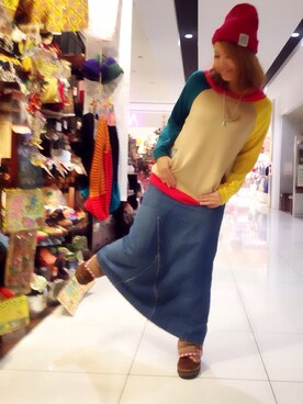 「チャイハネ（チャイハネ）のアイテム（キャップ）」を使った、MEGさん（レディース・159cm）の冬コーディネート