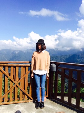 「Simpleのアイテム（トップス）」を使った、Suさん（レディース・171cm）の冬コーディネート