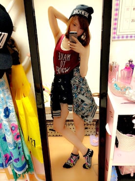 「アイテム（デニムパンツ）」を使った、Ayaka :)さん（レディース・31cm・10代）の夏コーディネート