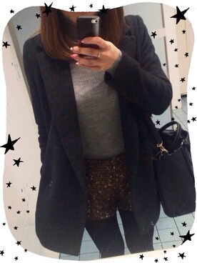 「ツイードパンツ」｜「アイテム（その他アウター）」を使った、みちゃんさん（レディース・165cm）の冬コーディネート