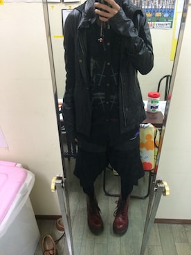 「モード系」｜「アイテム（ライダースジャケット）」を使った、N△G△NEGIさん（メンズ・178cm）の春コーディネート