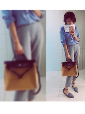 「SNIDEL（スナイデル）のアイテム（スラックス）」を使った、momo处理器さん（レディース・170cm）の秋コーディネート