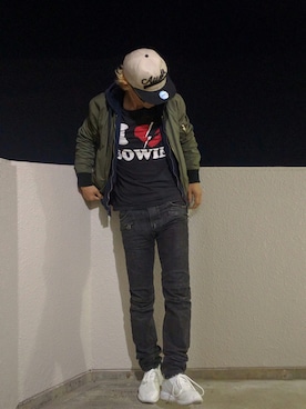 「ロックT」｜「アイテム（ブルゾン）」を使った、jean②さん（メンズ・175cm）の秋コーディネート