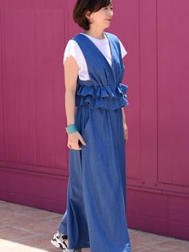 「アイテム（アクセサリー、グリーン系）」を使った、Musee.coさん（レディース・160cm）の夏コーディネート