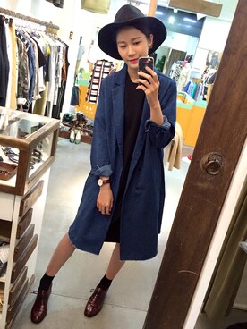 「西裝外套」｜「アイテム（デニムジャケット）」を使った、Ashleeeeeさん（レディース・165cm）の秋コーディネート