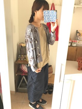「chambre de charme（シャンブルドゥシャーム）のアイテム（ノーカラージャケット）」を使った、Linenさん（レディース・160cm）の秋コーディネート