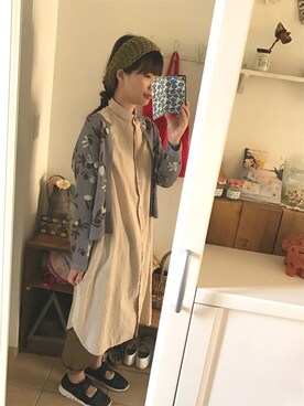 「chambre de charme（シャンブルドゥシャーム）のアイテム（ノーカラージャケット）」を使った、Linenさん（レディース・160cm）の秋コーディネート