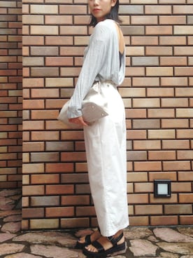 「MID by MIDWEST（ミッド バイ ミッドウエスト）のアイテム（サンダル）」を使った、MASAKO IJICHIさん（レディース・155cm）の夏コーディネート