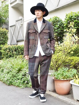 「08sircus（ゼロエイトサーカス）のアイテム（テーラードジャケット）」を使った、Birdseyeさん（メンズ・170cm）の夏コーディネート