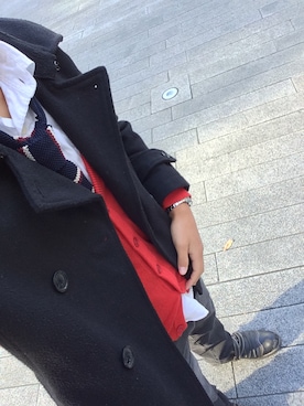 「アイテム（ピーコート）」を使った、みっきーさん（メンズ・160cm・10代）の秋コーディネート