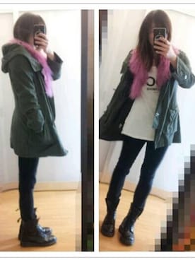 「AS KNOW AS plus（アズノゥアズプラス）のアイテム（モッズコート）」を使った、atanさん（レディース・158cm）の春コーディネート
