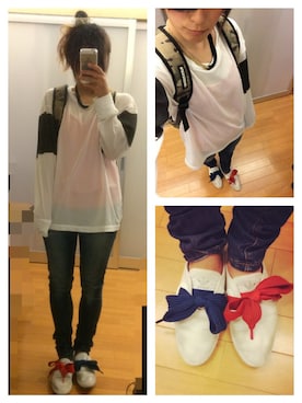 「Onitsuka Tiger × ANDREA POMPILIO（オニツカタイガーアンドレアポンピリオ）のアイテム（トップス）」を使った、atanさん（レディース・158cm）の春コーディネート