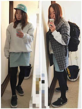 「スケートスタイル」｜「アイテム（その他アウター）」を使った、atanさん（レディース・158cm）の冬コーディネート