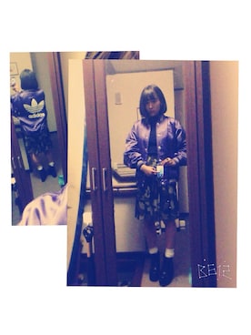 「ショッピング」｜「アイテム（スタジャン）」を使った、たなかみさきさん（レディース・161cm）の秋コーディネート