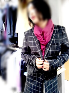 「HAMNETT（ハムネット）のアイテム（チェスターコート）」を使った、Mizuki Takahashiさん（レディース・158cm）の冬コーディネート