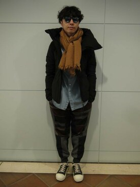 「RICK OWENS」｜「アイテム（ダウンジャケット/コート）」を使った、fujisakiさん（メンズ・172cm）の冬コーディネート
