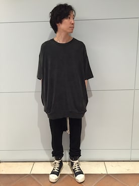「DRKSHDW by RICK OWENS（ダークシャドウ バイ リックオウエンス）のアイテム」を使った、fujisakiさん（メンズ・172cm）の夏コーディネート