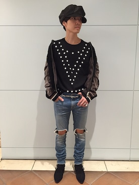 「TAKAHIROMIYASHITATheSoloIst.（タカヒロミヤシタザソロイスト）のアイテム（Tシャツ/カットソー）」を使った、fujisakiさん（メンズ・172cm）の夏コーディネート