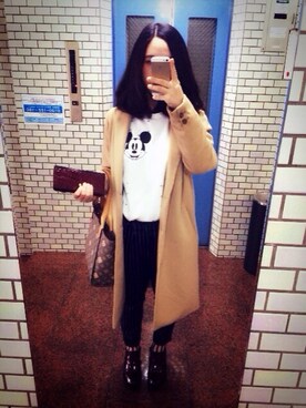 「アイテム（ブーティ、レッド系）」を使った、姿毅●ω●アキさん（レディース・160cm）の冬コーディネート