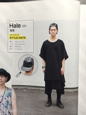 「Slightly Numb（スライトリーナム）のアイテム（帽子）」を使った、吳さん（メンズ・168cm）の夏コーディネート