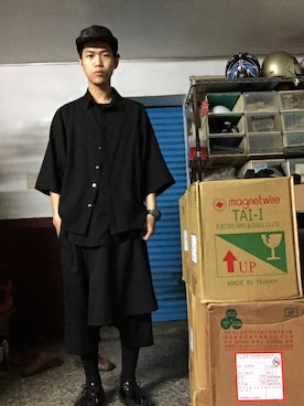 「Slightly Numb（スライトリーナム）のアイテム（帽子）」を使った、吳さん（メンズ・168cm）の夏コーディネート