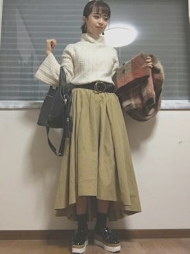「SM2（エスエムツー）のアイテム（ピーコート）」を使った、Aknさん（レディース・151cm）の冬コーディネート