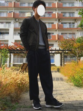 「アイテム（MA-1）」を使った、ばやんさん（メンズ・170cm・20代）の秋コーディネート