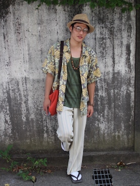 「DRIES VAN NOTEN（ドリスヴァンノッテン）のアイテム（タンクトップ）」を使った、ヒョーガさん（メンズ・164cm）の夏コーディネート