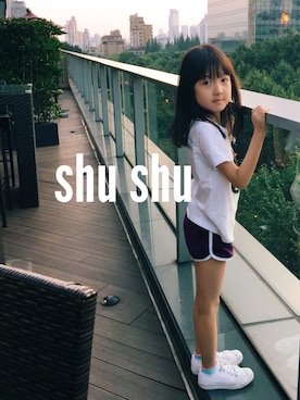 「AAのアイテム（パンツ）」を使った、Shu&Yeenさん（キッズ・120cm）の夏コーディネート